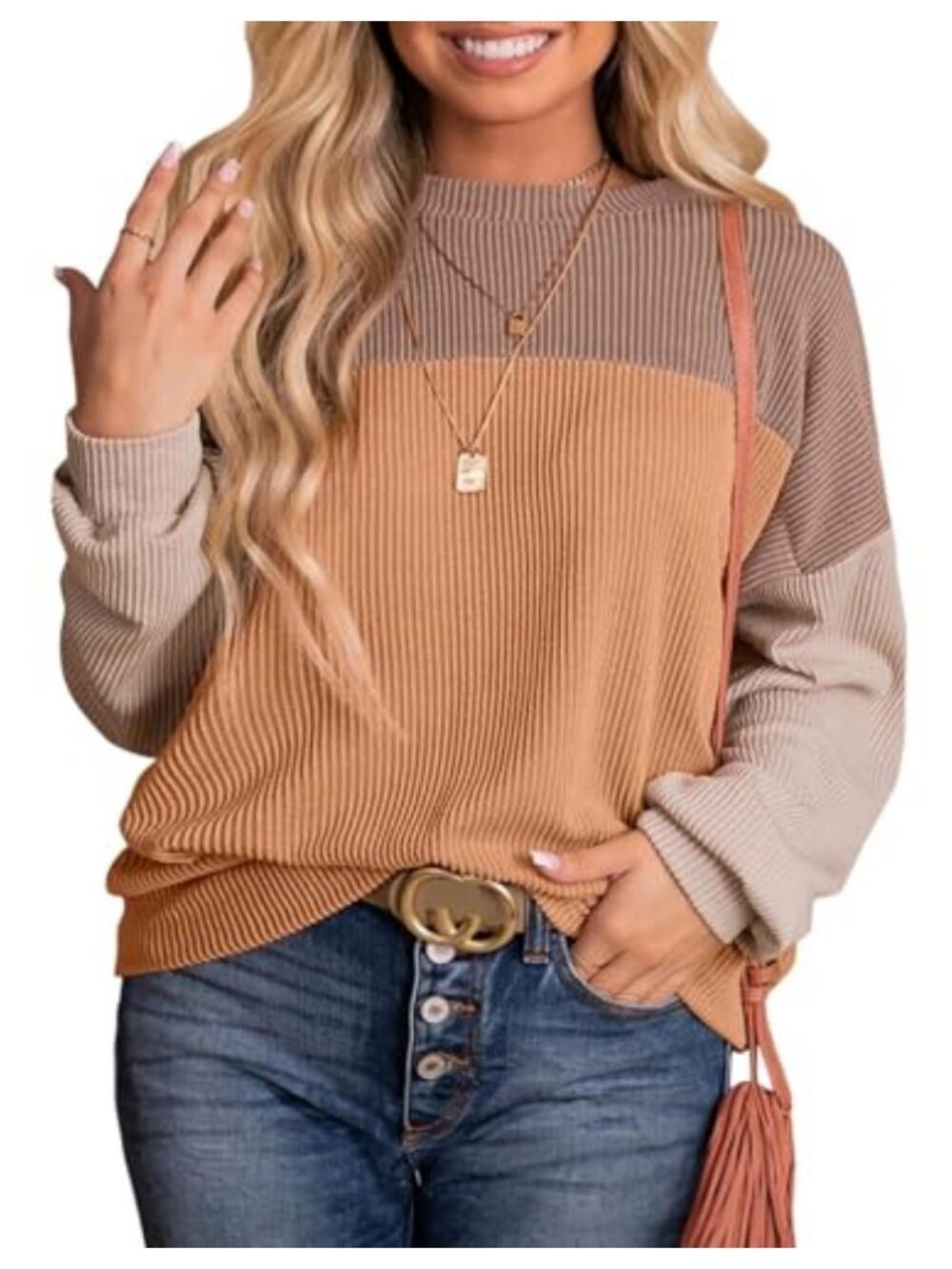 Plus Size Oversized Colorblock Crewneck Sweatshirt Long Sleeve Pullover